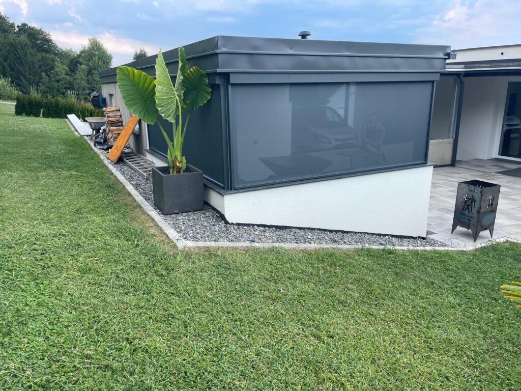 Bremetall Zipscreen für Outdoor Küche von Schatten mit Stil